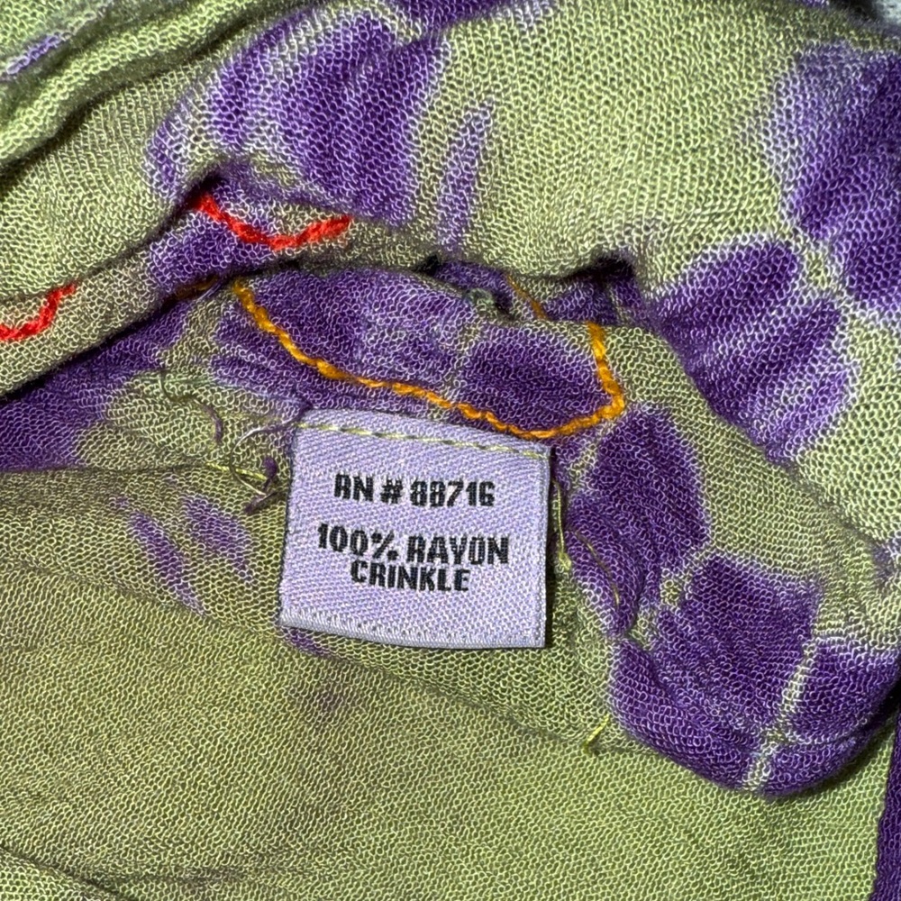 Sunflower: Vibrant Purple and Green Embroidered Women's Blouse Sz: Freesize - Picture 3 of 9